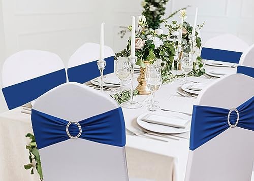50 Pack Royal Blue Chair Sashes, Blue Chair Bands with Buckle Slider, Chair Bows for Party Wedding Birthday Decor - Image 4