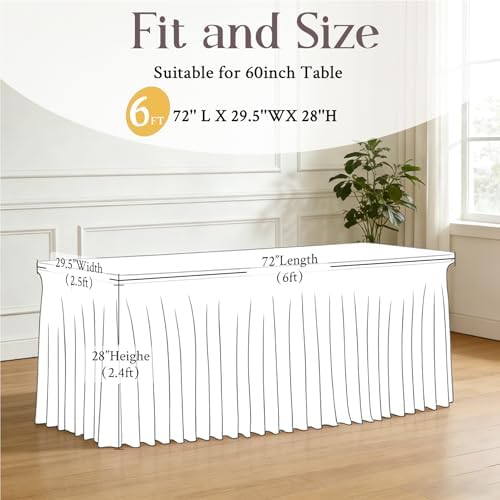 Purple Table Cloth for 6 Foot Rectangle Tables Fitted Stretch Spandex Table Cover with Skirt 6ft Baby Shower Birthday Party Banquet Ruffle Lavender Tablecloth Wedding Table Cloths Desk Skirt, 2 Pack - Image 5