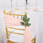 QueenDream Blush Chair Sashes Wedding Aisle Decorations: 24 Packs 8ft Long Draping Fabric Sheer Church Chair Cover Bulk for Party Banquet - Image 6