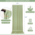ESGOTBME 20x10ft Wrinkle Free Sage Green Backdrop Curtain for Parties Soft Fabric Drapes Wedding Curtain Backdrop for Birthday Party Decorations Background for Photography 5x10ft, 4 Panels - Image 4