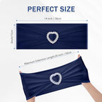 Pack of 60 Spandex Chair Sashes Bows Stretch Chair Cover Band with Buckle Slider Universal Elastic Chair Ties for Wedding Banquet Party Event Decoration (Navy) - Image 2