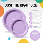 Party Solids Exquisite Lavender Paper Plates Disposable Heavy Duty 200 Pcs - 100-7" & 100-9" Lavender Disposable Plates For Party Heavy Duty 350 GSM For Birthday Supplies - Image 3