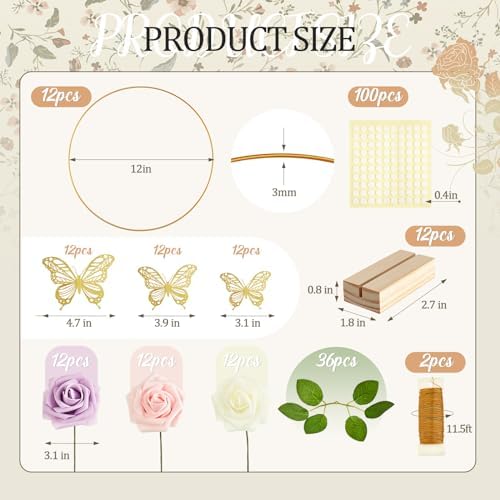 Vercraft 12 Set Butterfly Hoop Centerpieces,White, Purple, Pink,Round - Image 2