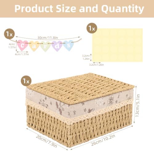 Wicker Card Basket, Wedding Card Basket with Letter Flag Decorative - Image 2