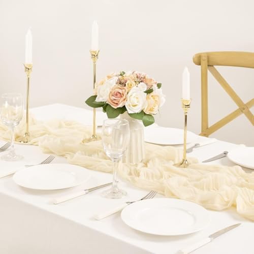 Cheesecloth Table Runner Beige Cream Fall Wedding Table Runner 10ft, 8 Pack - Image 5