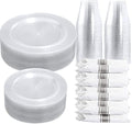 DaYammi 350PCS Silver Glitter Plastic Dinnerware Set for 50 Guests by DaYammiwillaccompanyyou