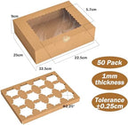 50 PCS 12 Count Cupcake Boxes, Cupcake Containers with Window - Image 3