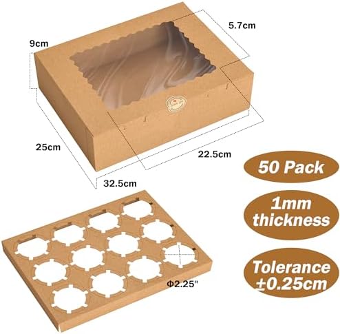 50 PCS 12 Count Cupcake Boxes, Cupcake Containers with Window - Image 3