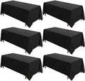 VidaFete 6 Pack 90 * 132inch Black Rectangle Tablecloth for 6ft Tables by VidaFete