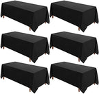 VidaFete 6 Pack 90 * 132inch Black Rectangle Tablecloth for 6ft Tables by VidaFete