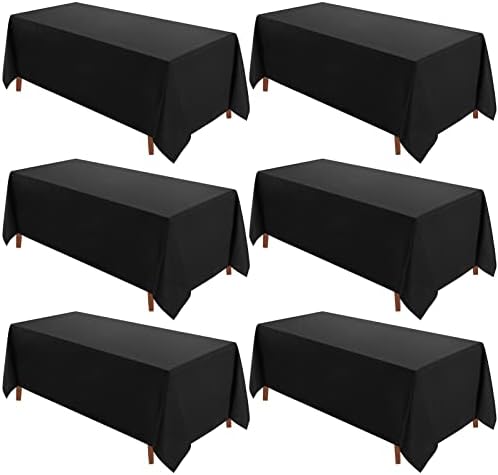 VidaFete 6 Pack 90 * 132inch Black Rectangle Tablecloth for 6ft Tables by VidaFete