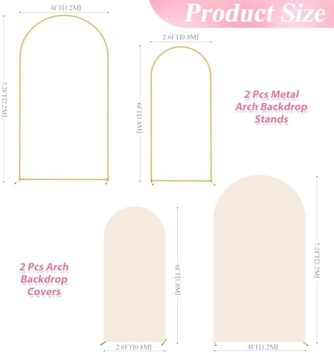 Wokceer Wedding Arch Backdrop Stand and Cover Set of 2,Arch and Beige Cover - Image 2