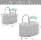 COMSE 2 Pack Baby Diaper Caddy Organizer, Diaper Basket, Baby Car Organizer, Diaper Change Organizer, Portable Tote Bag with Divider, Gift Baskets Empty, Cute Basket, 2 Sizes, Cool Gray - Image 5
