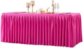 Wish Care Hot Pink Polyester Table Clothes for 4 Foot Rectangle Tables, Wrinkle Free Fitted Table Cover with Pleated Ruffle Table Skirt for Birthday Party Wedding Trade Show Event Display by WishCare