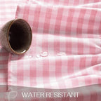 Romanstile Gingham Ruffled Oval Tablecloth, 60 x 84 Inch, Pink - Image 4