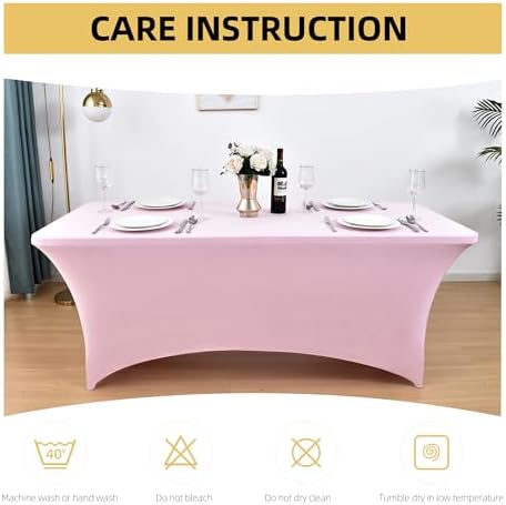 10-Pack 6ft Spandex Table Covers for Rectangle Standard Folding Tables - Wrinkle Resistant Stretch Tablecloths - Ultimate Fitted Table Protector for Parties, Banquet, Wedding - Image 6