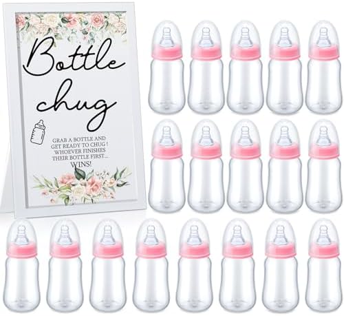 Roowest Bottle Chug Baby Shower Games Favors, Pink, Flower by Roowest