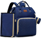 ROSEGIN Diaper Bag Backpack with Changing Pad, Pacifier Case, Baby Bag for Boy Girl Toddler - Large, Stylish, Waterproof Travel Quilted Diaper Bag for Mom - Baby Shower - Navy Blue by ROSEGIN