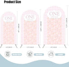 One Silly Goose Arch Backdrop Cover 6.6FT Pink Plaids Stretchy Arched Stand Cover for Baby Girls 1st Birthday Baby Shower Party Decoration - Image 4