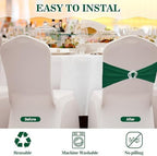 VitalCozy 100 Pcs Spandex Chair Sashes with Crown Buckle,Dark Green - Image 4