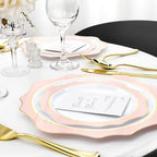 realluck 100Pcs White & Pink Plastic Plates for 50 Guests - Image 5