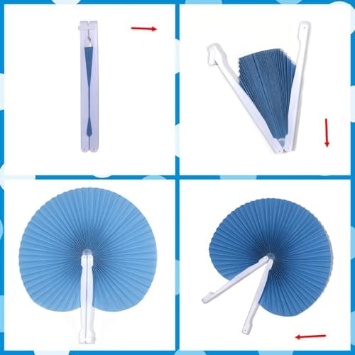 20 Pieces Blue Round Paper Fans - Image 6