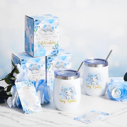 Hoolerry 6 Set Baby Shower Cups, 12oz Stainless Steel Tumbler, Elephant - Image 5