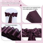 MDS® Pack of 150 Satin Chair Sashes for Wedding & Events – Plum - Image 5