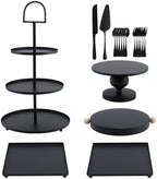 19 PCS Black Cake Stand Set, Dessert Table Display Set with Wedding Cupcake Stand and Cake Stands for Party, Weddings Birthday Baby Showers Anniversary Party by VIVITOP