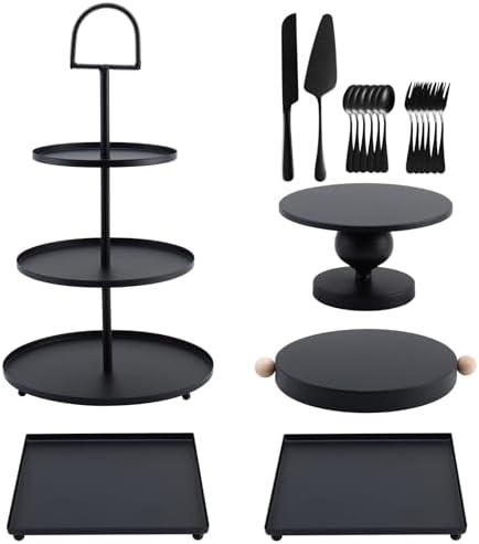 19 PCS Black Cake Stand Set, Dessert Table Display Set with Wedding Cupcake Stand and Cake Stands for Party, Weddings Birthday Baby Showers Anniversary Party by VIVITOP
