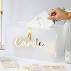 OurWarm Frosted Acrylic Wedding Card Box with Lock, Large Gift Card Box for Wedding Reception with Slot and String Light - Image 5