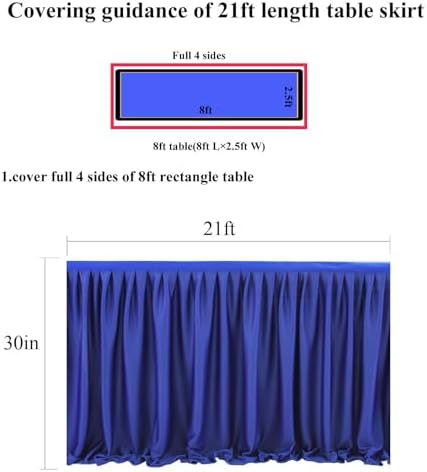 Table Skirt for Teacher Desk Classroom Wedding Birthday, Royal Blue, 21ft - Image 4