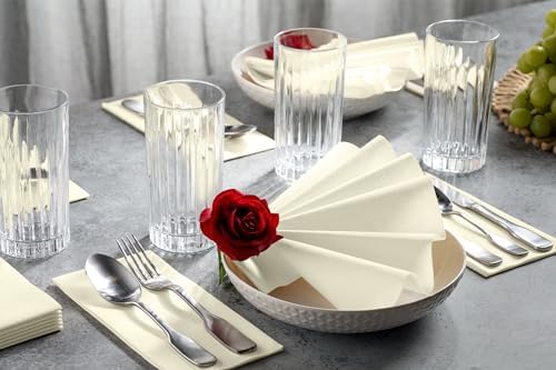 Linen-Feel Cream Paper Napkins - Decortive Cloth-Like Disposable Dinner Napkins - Soft And Absorbent Napkins for Thanksgiving, Party, Wedding, Bathroom Or Any Occasion. (Pack of 100) - Image 2