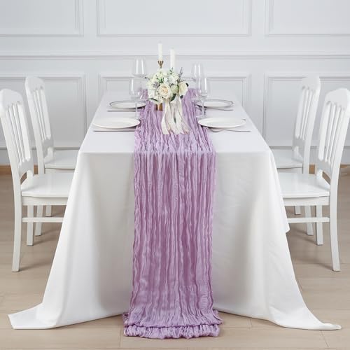 6 Pack Lilac Purple Cheesecloth Table Runner 120 Inch Boho Wedding Decor - Image 4