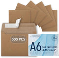 MOS Kraft Greeting Card Envelopes A6 (4.75 x 6.5 Inch) 500 Pack, Self-Seal Heavyweight Brown Envelopes for 4.5 x 6.25 Cards, 4x6 Photos, Rustic Wedding Invitations, Baby Shower by Marathon+Office+Supply