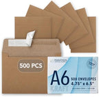 MOS Kraft Greeting Card Envelopes A6 (4.75 x 6.5 Inch) 500 Pack, Self-Seal Heavyweight Brown Envelopes for 4.5 x 6.25 Cards, 4x6 Photos, Rustic Wedding Invitations, Baby Shower by Marathon+Office+Supply