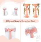 MDS Pack of 50 Chiffon Chair Sashes for Wedding & Event Décor - Peach - Image 4