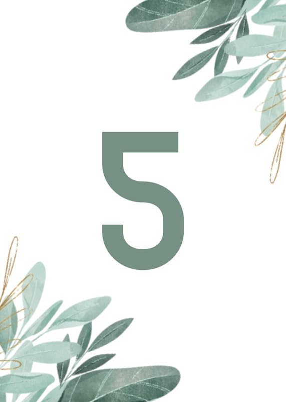 Green Leaf Design Table Number Cards Double Sided Party Table Numbers for Reception Baby Shower Anniversary Birthday Bridal Party 4x6 Inch by Unknown