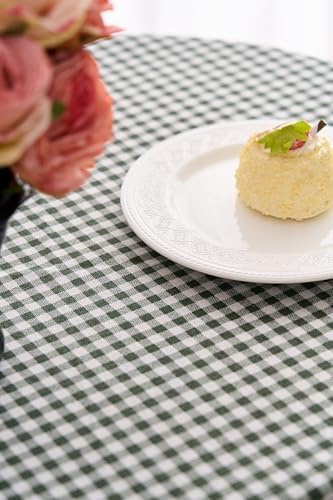 vctops Farmhouse Green Plaid Ruffle Table Cloth, Boho Cotton Linen Tablecloth, Washable Table Cover for Round Table Baby Shower Kitchen Party Wedding Decor (Grey Green,70") - Image 7