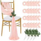 QueenDream Blush Chair Sashes Wedding Aisle Decorations: 24 Packs 8ft Long Draping Fabric Sheer Church Chair Cover Bulk for Party Banquet by QueenDream