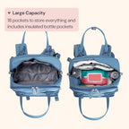 BabbleRoo Diaper Bag Backpack - Baby Essentials Travel Tote - Multi function Water Resistant Diaper Bag, Travel Essentials Baby Bag with Changing Pad, Stroller Straps & Pacifier Case - Light Blue - Image 4