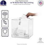 12 Inch Locking Ballot Box Clear Acrylic Square Cube Top Locking See Through Countertop Raffle Entry or Collection Bin by Marketing Holders - Image 3