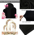 Set of 3 Metal Arch Backdrop Stands with Black Covers, 6/6.6/7.2FT - Image 4