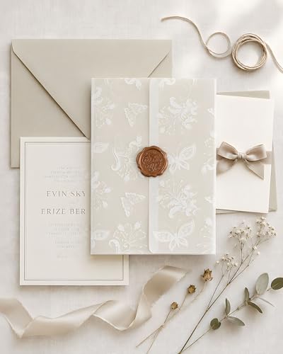 Vellum Jackets for 5x7 Invitation Butterfly Invitation Sleeves 100Pcs - Image 2
