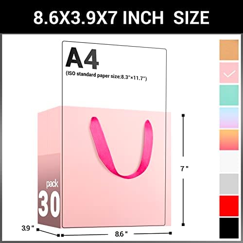 EUSOAR Small Pink Gifts Wrap Bags, 30 Pack 8.6x3.9x7 inches Shopping Bags with Handles Bulk, Party Favor Wrapping Bags for Wedding, Craft Grocery, Boutique, Retail, Business - Image 2