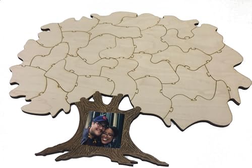25pc DIY Blank Wooden Tree Puzzle Guest Book Alternative | Add Your Own Personalization by HHavoly