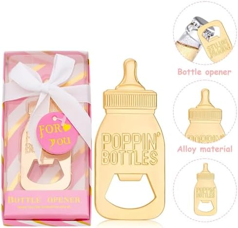 18 Pack Bottle Opener for Baby Shower Favors, Baby Shower Party Return Gifts for Guest, Poppin Bottles Openers with Exquisite Gifts Box Used for Baby Party Souvenirs (Pink-Baby Bottle) - Image 5