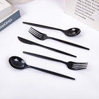 PULOTE 150PCS Black Plastic Silverware Set Disposable - Heavy Duty Black Plastic Cutlery - Black Plastic Utensils Set Include 50 Forks,50 Spoons,50 Knives for Party&Graduation - Image 3