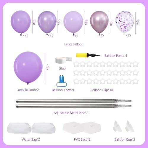 Purple Balloon Column Stand Kit of 2 with Lavender Balloons - Image 3