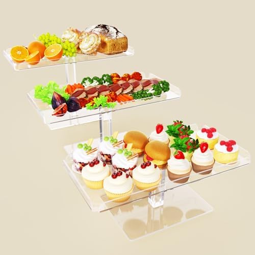 Bakzon Dessert Cupcake Stand, 3 Set Acrylic Tiered Serving Tray for Dessert Table Display, Cup Cake Holder for Tea Party/Birthday/Wedding by BAKZON